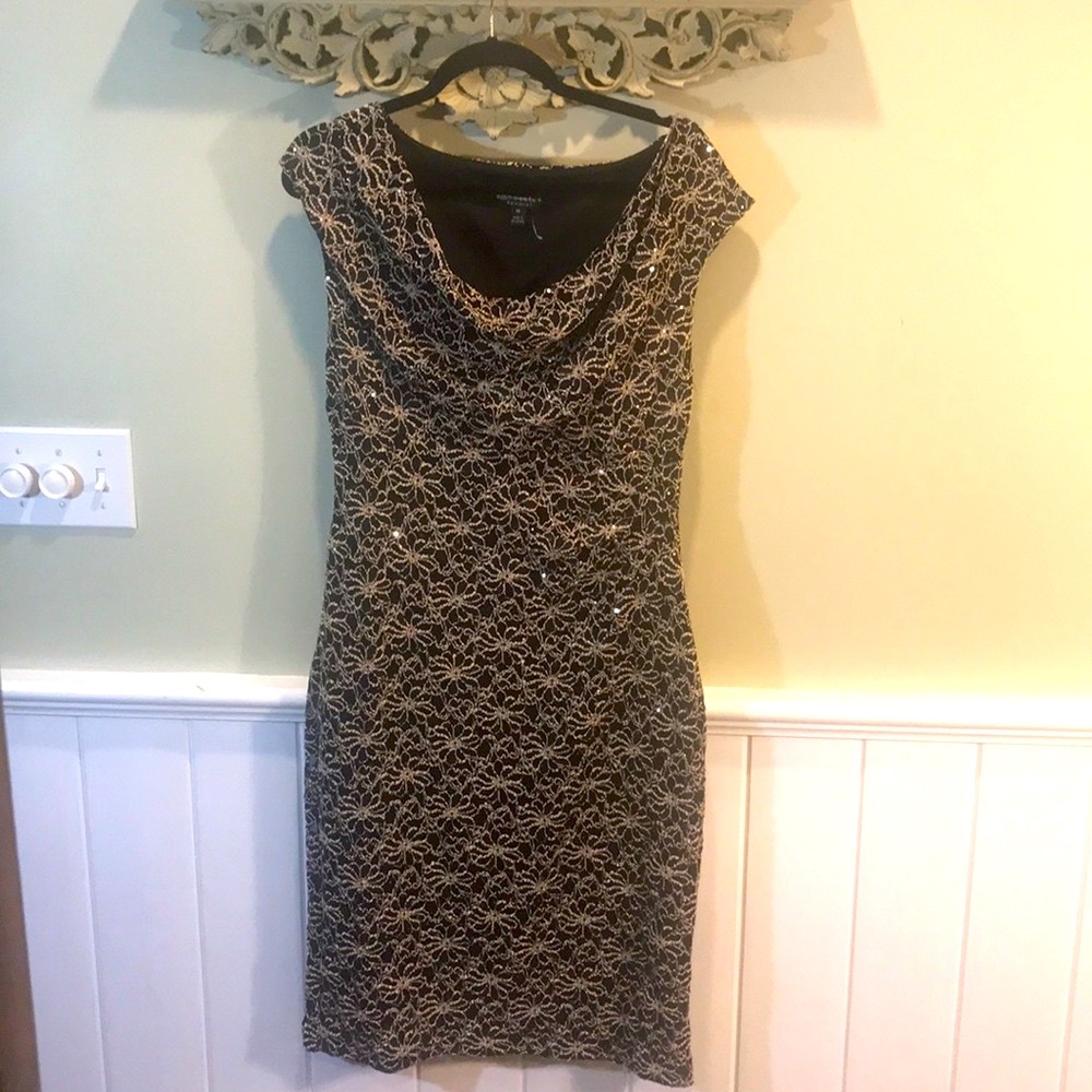 NWOT Sequin black and cream dress